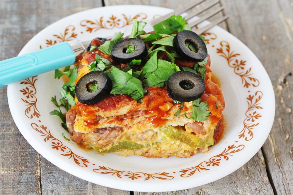 Loaded Vegan + Gluten-Free Enchilada Casserole | Julie's Kitchenette