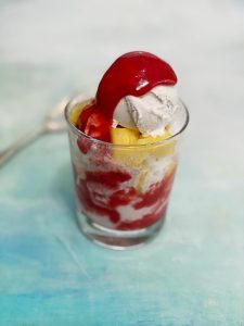 Shave Ice With Strawberry, Pineapple + Coconut Lime Sauce | Julie's Kitchenette