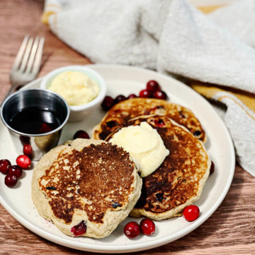 Gluten-Free + Vegan Cranberry Pancakes with Mandarin Butter | Julie's Kitchenette